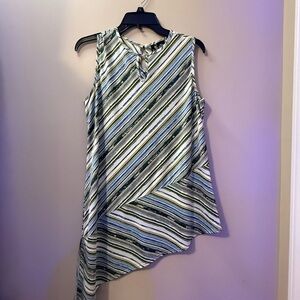 Striped Asymmetrical Sleeveless Top